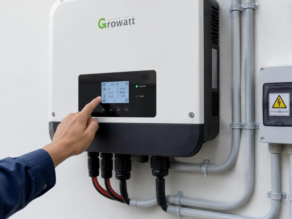 Inversor solar instalado na parede